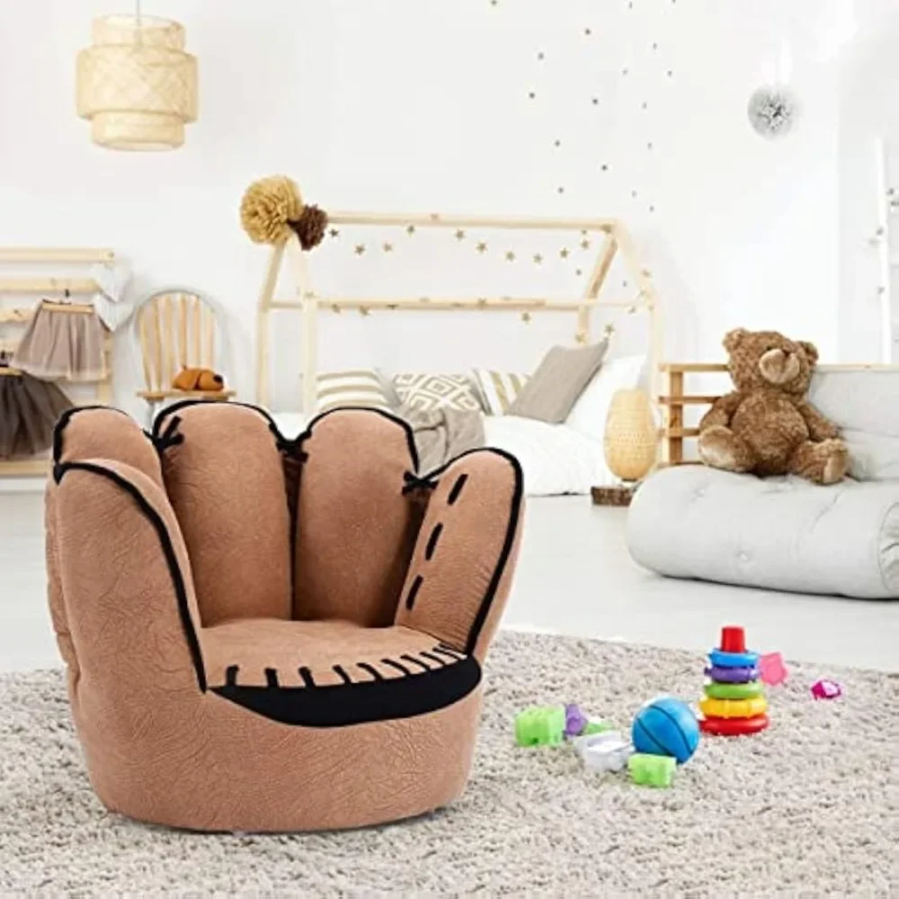 

Living Room Couch Chair, Upholstered Couch w/Wood Construction, Baseball Glove Shaped Armchair for Boys Girls, Living Room Chair