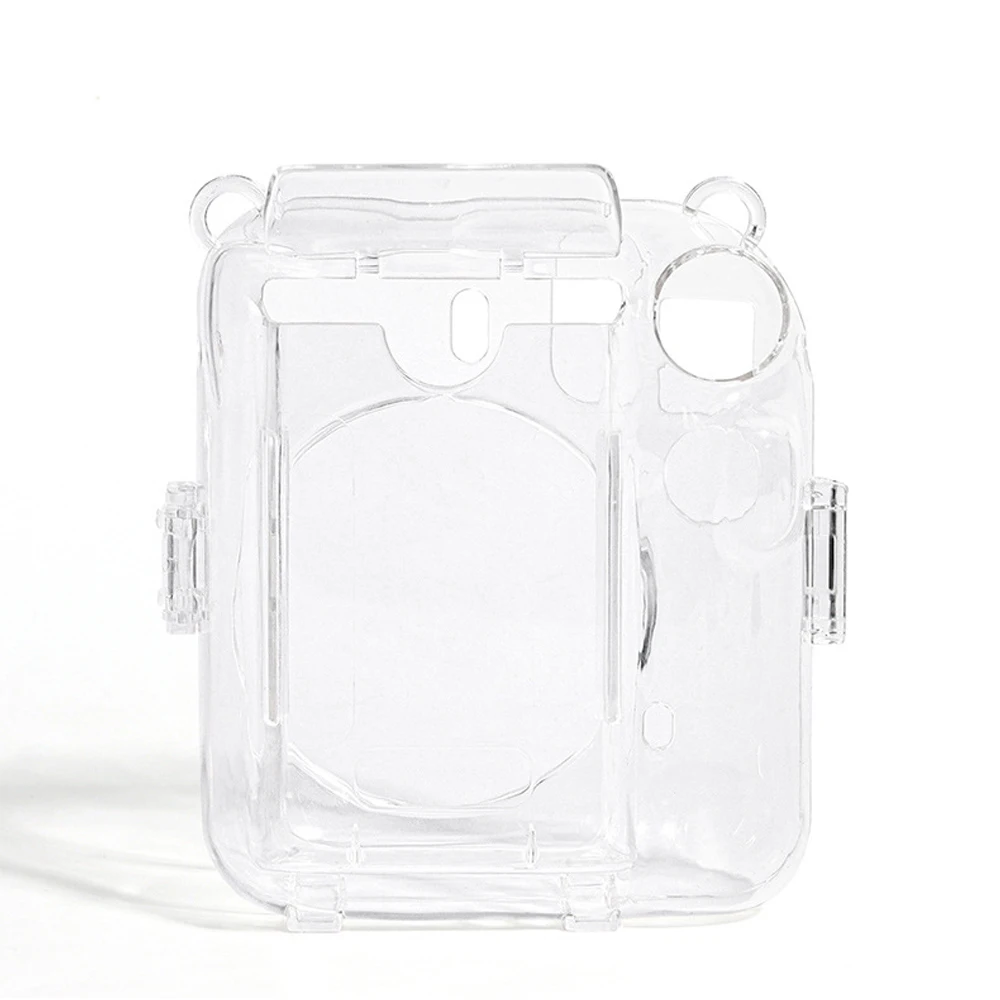 Funda de plástico transparente para cámara Fujifilm Instax Mini 12, funda protectora para cámara, bolsa para fotos, Correa y pegatinas