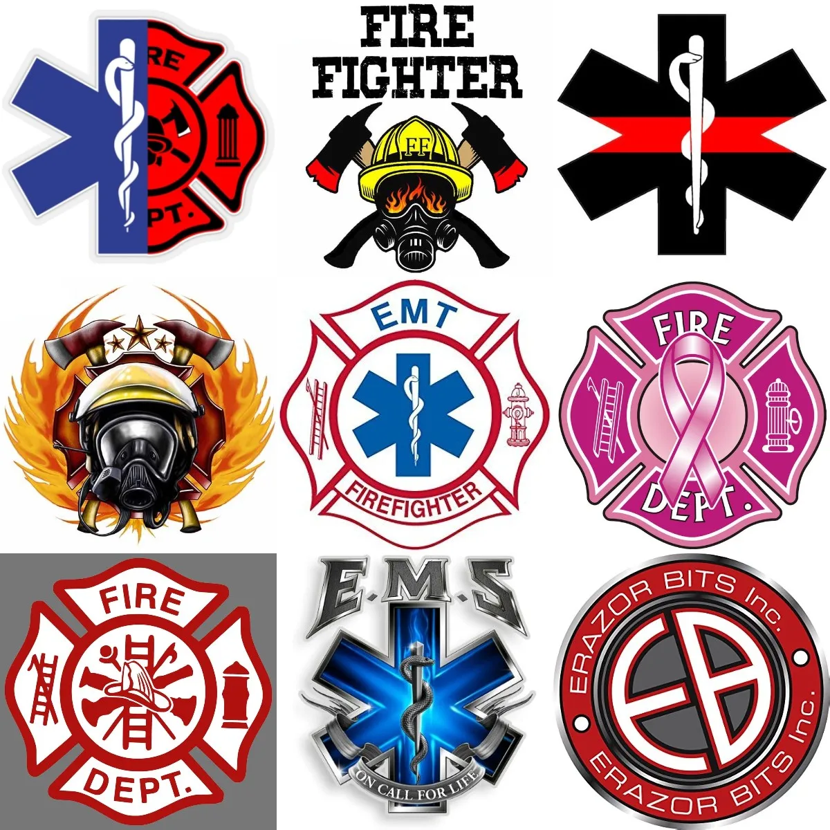 EMS EMT Firefighter Fire Badge Creative PVC Sticker for Decorate Car Window Wall Room Truck Motorcycle Van Decal Accessories