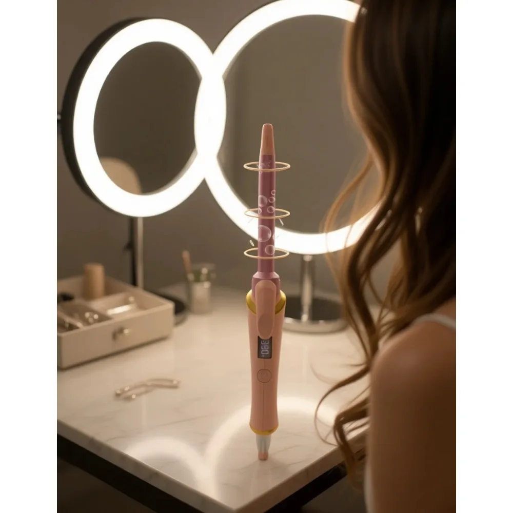 

Mini 0.5 Inch Curling Iron for Short Hair and Bangs Fast Heat Dual Voltage Pink