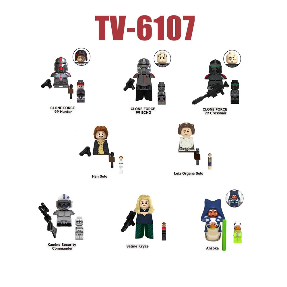 

TV6107 Han Solo Leia Building Blocks Hunter Echo Crosshair Mini Figurine Bricks Satine Kryze Figure Kids Toys