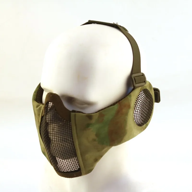 Steel Wire Mesh Mask Half Face Protective Cover Outdoor Field Game CS Activity Tactical Camouflage Training Face Guard Gear view 4