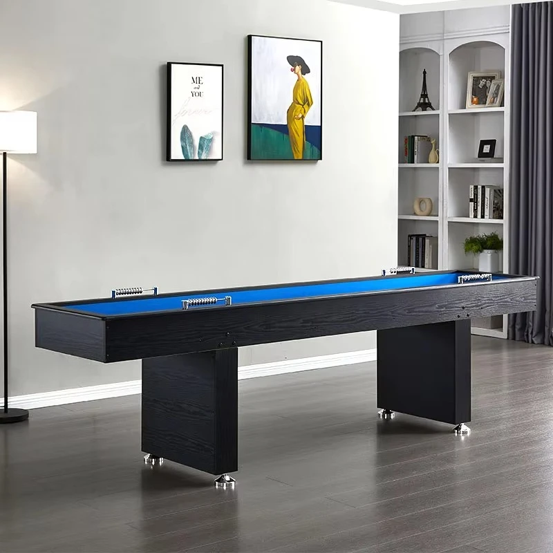 طاولة Shuffleboard الكلاسيكية بطول 9 أقدام 2 في 1 مع لعبة تجعيد للشركة أو غرفة الألعاب العائلية، لوح التجويف ولعبة الشباك، TS-9074