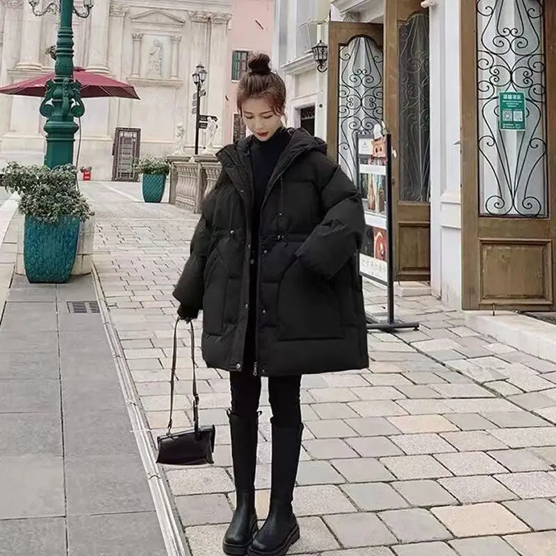 Casual Hooded Women\'s Cotton-padded Coat 2024 Winter New Thick Warm Parka Korean Medium To Long The Waist Outerwear Female