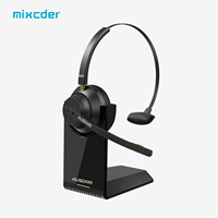 AUSDOM A2302 Trucker Bluetooth 5.1 AI Noise Cancelling Mics Wireless Headset With Charger Stand 50h Headphones For Call Center