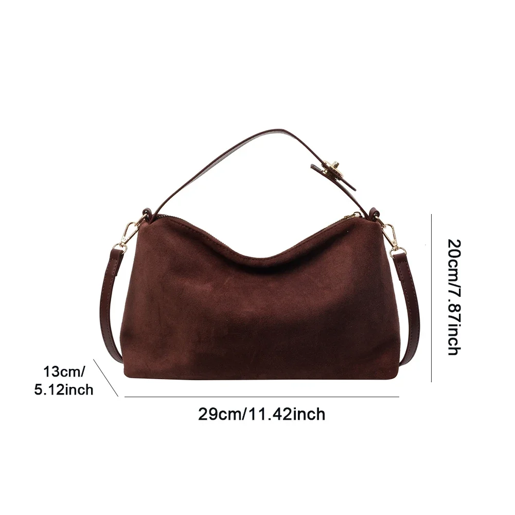 2024 Zipper Faux Suede Pillow Shoulder Crossbody Bags Simple Solid High Quality Handbags for Women Fashion Classic Versatile