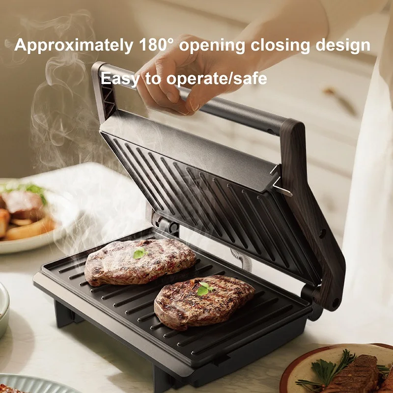 1200W Electric Steak Grill Non-Stick Double-Sided Heating Sandwich Panini Press 3 Gear Multifunction Electric Frying Pan 220V