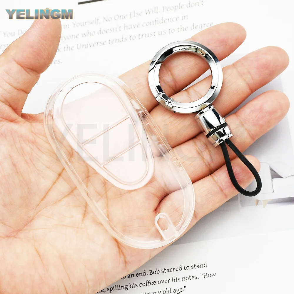 Transparente schwarze Schutzhülle für Autoschlüssel, TPU, passend für Mercedes C-Klasse W206/S206/X206, S-Klasse W223, GLC X254