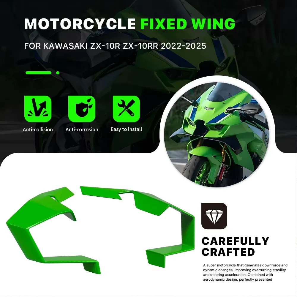 

Motorcycle Aerodynamic Fixed Wing Spoiler Fairing For Kawasaki ZX-10R ZX-10RR 2022-2025 Side Winglet Windshield Wing Aileron