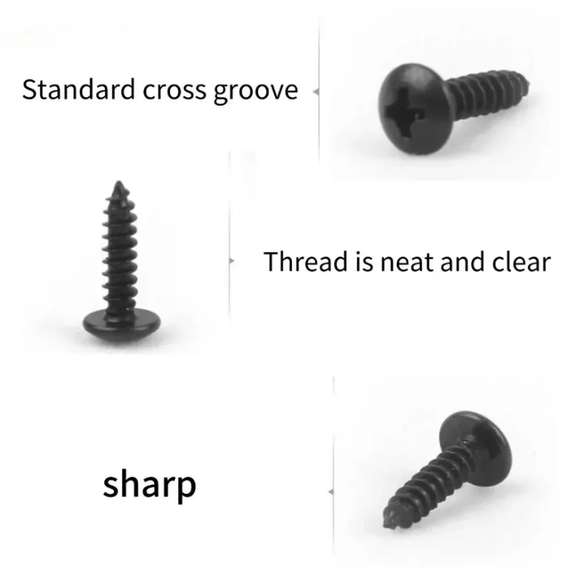 10/25/50 pz Nero In Acciaio Al Carbonio Phillips Traliccio Vite A Testa M3 M4 M5 M6 Croce Da Incasso A Fungo Testa Viti Autofilettanti