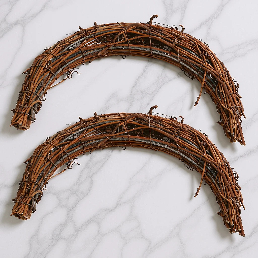 

DIY Rattan Hoops Moon Shape Wreath Craft Vine Branch Garland for Holiday Party Decor Natural Ring