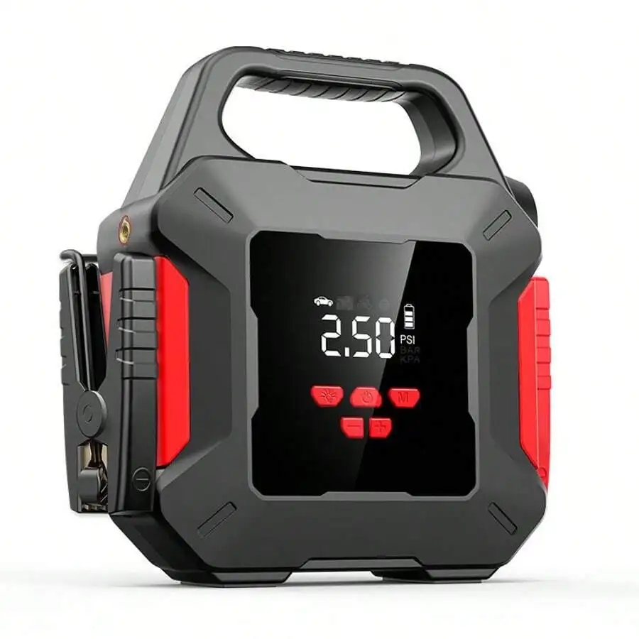 

Smart Digital Display 600A Peak 150PSI 2-In-1 Car Jump Starter And Tire Inflator With Power Bank, LED Light, And Carry Case