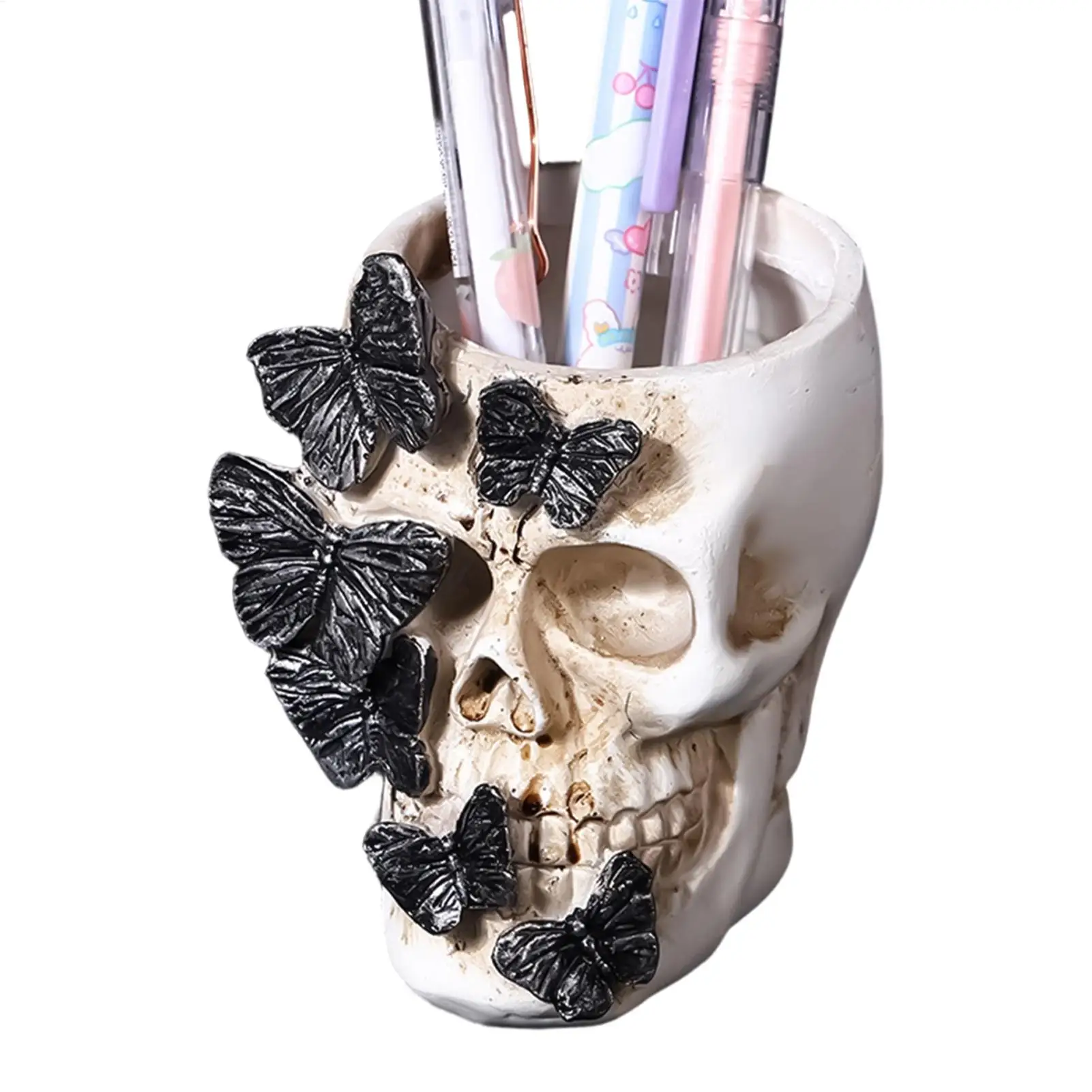 Skull Pen Cup Halloween Personalizeds Colorful Skull Makeup Brush Holder Pen Holder Decoration Flower Pot Gothic Pencil Cup