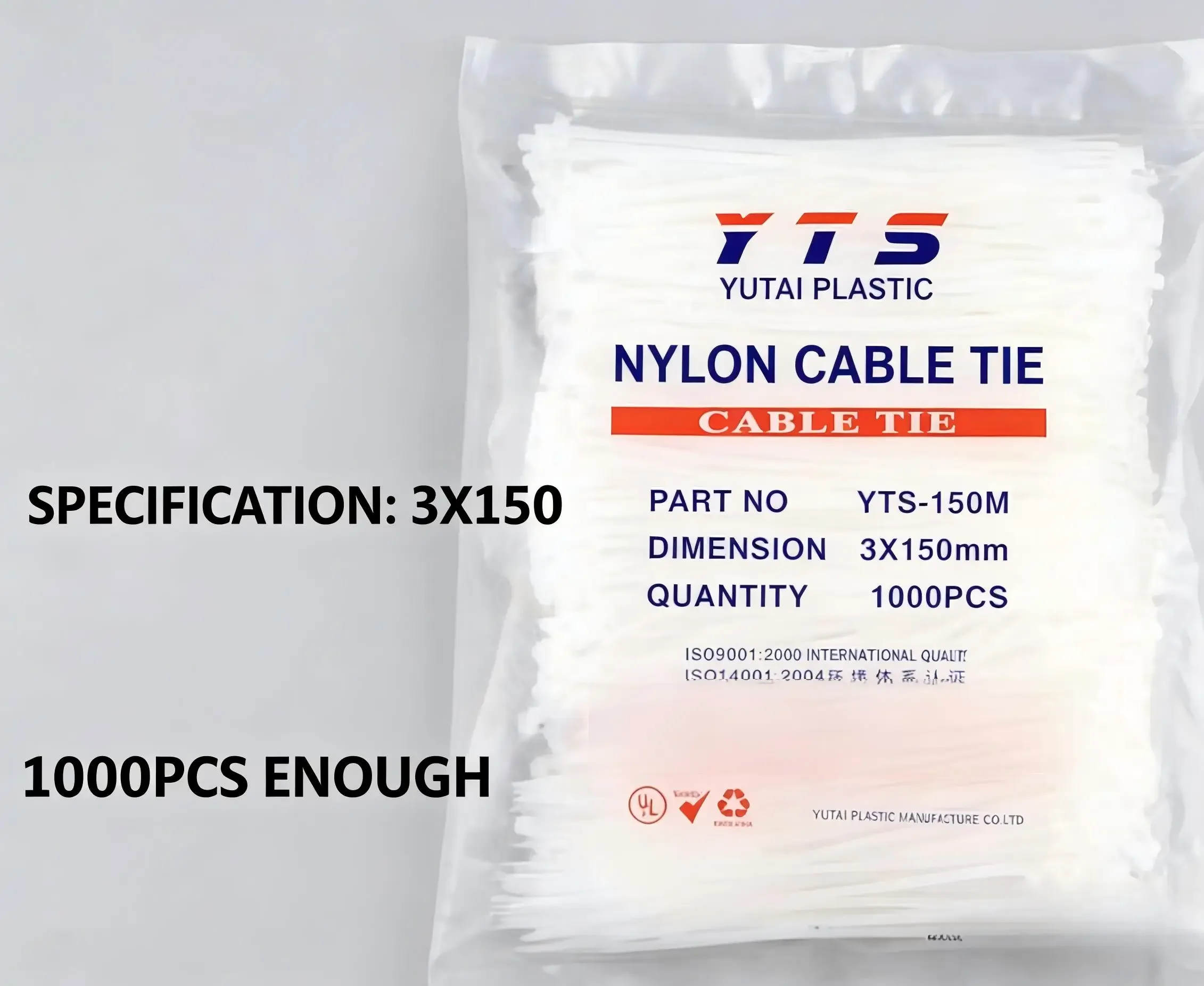 Self-Locking Nylon Cable Ties 3×150mm 4×200mm White Plastic Zip Ties Wire Management Cord Fastener