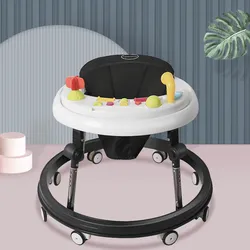 Baby Walkers for Boys&Girls with Easy Clean Tray & 8 Universal Wheels Anti-Rollover Folding Toddler Walker Music Box for Baby