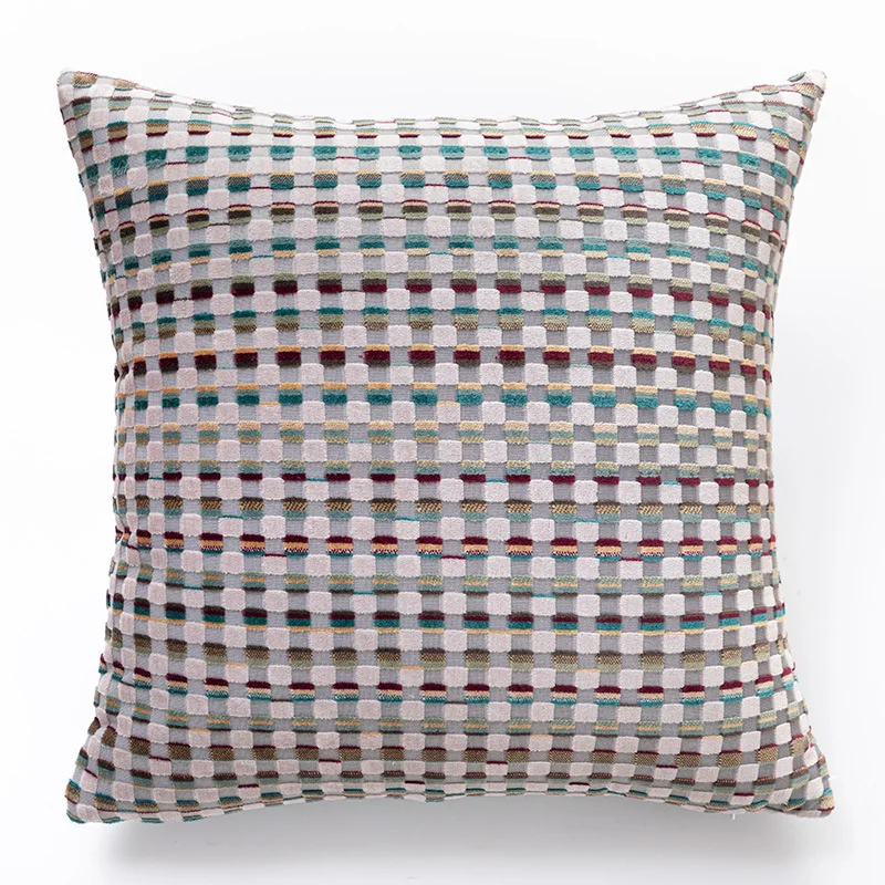 

Small Grid Cut Velvet Pillow Cover, Office Sofa Pillowcase, Cushion Cover 45x45 Home Decor