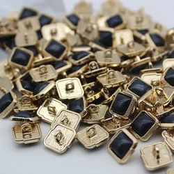 10 Pieces Shirt Buttons 11mm Beautiful Gold Color Square Metal Shank Button Women's Blouse Cuff/Neckline Buttons