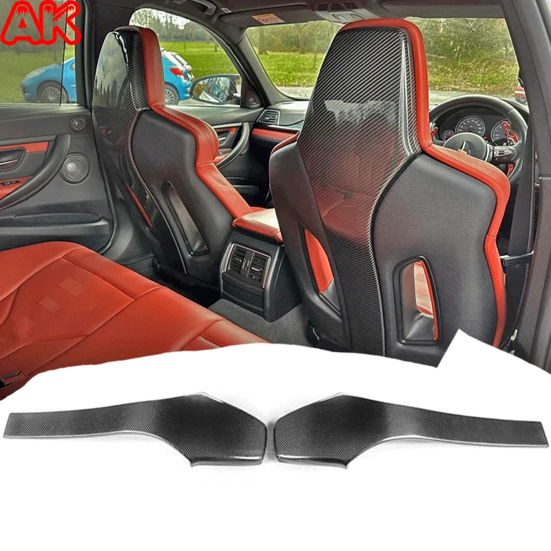 For BMW F80 M3 F82 F83 M4 F87 M2C 2014-2019 Real Carbon Fiber Car Front Seat Back Cover Trim Car Interior Accessories 2PCS