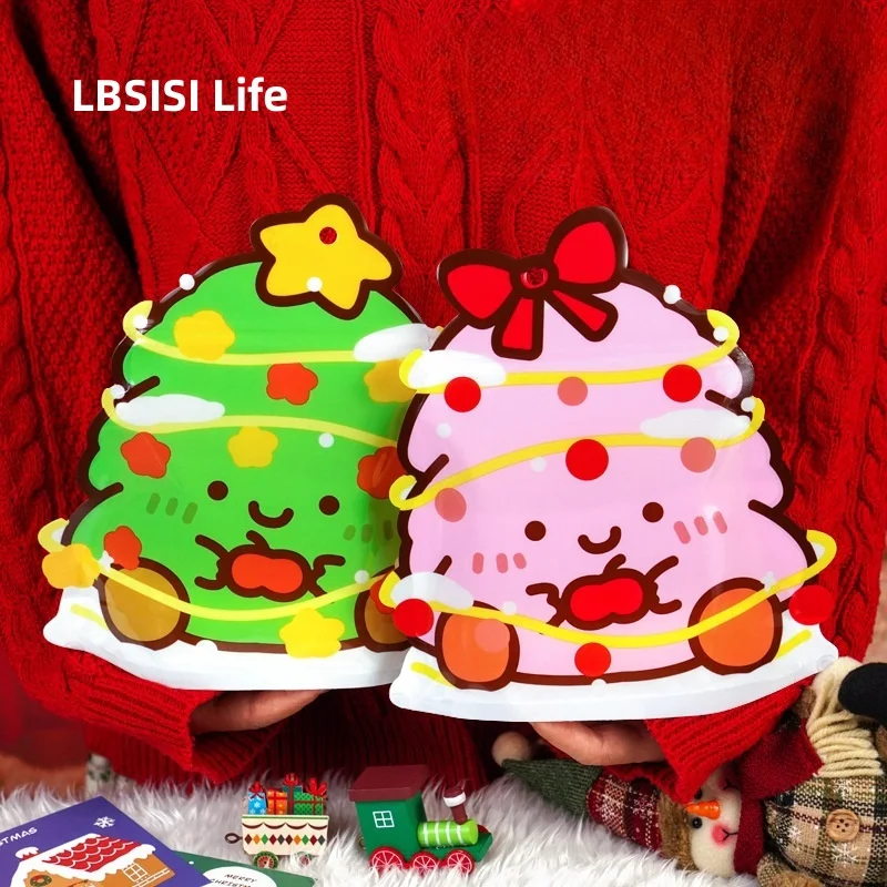 LBSISI Life,Christmas Gift Bag,Zipper Bags For Candy Chocolate Cookie Nougat Biscuit,Bow Christmas Tree Self Stand Packaging