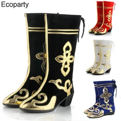 Chinese Mongolian Dance Boots For Man Women Minority Tradition Stage Show Performance Shoes Halloween Carnival Party Dress Up