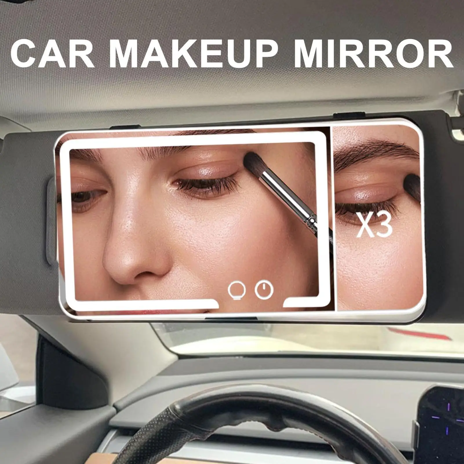 

Car Vanity Mirror Dimmable Vanity Makeup Mirror For Car Dimmable Sun-Shading Cosmetic Rechargeable Interior Accessories For