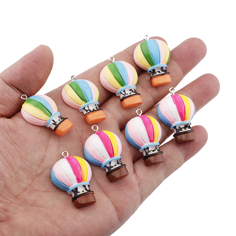 Hot-air Fire Ballon Charms Kawaii Resin Parachute Pendant Charms for Earring Bracelet Keychain Diy Kids Jewelry Making Supplies