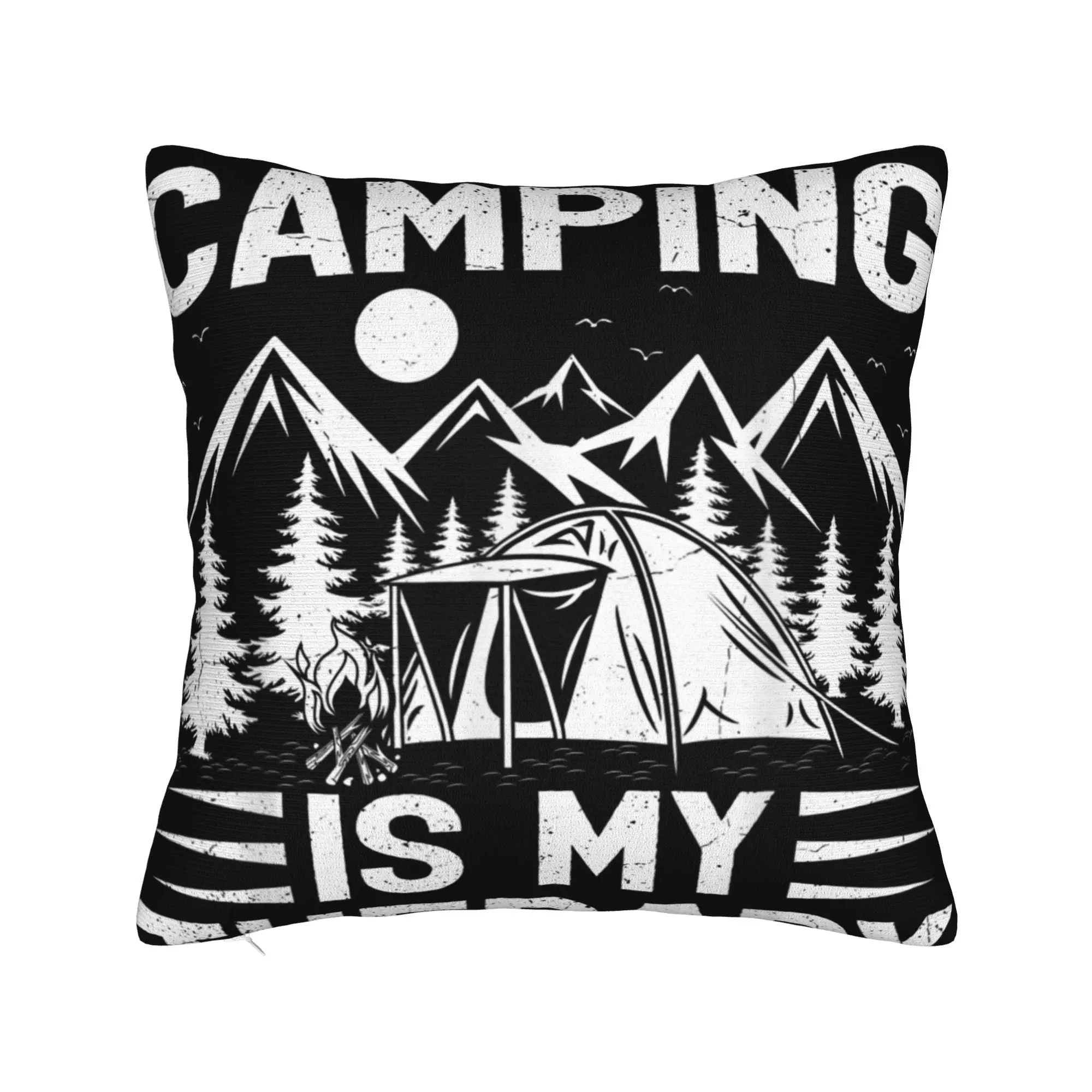 Camping is My Therapy Pillow Case  Print Pillow Cover Novelty Cushion Cover For Couch Sofa Bedroom