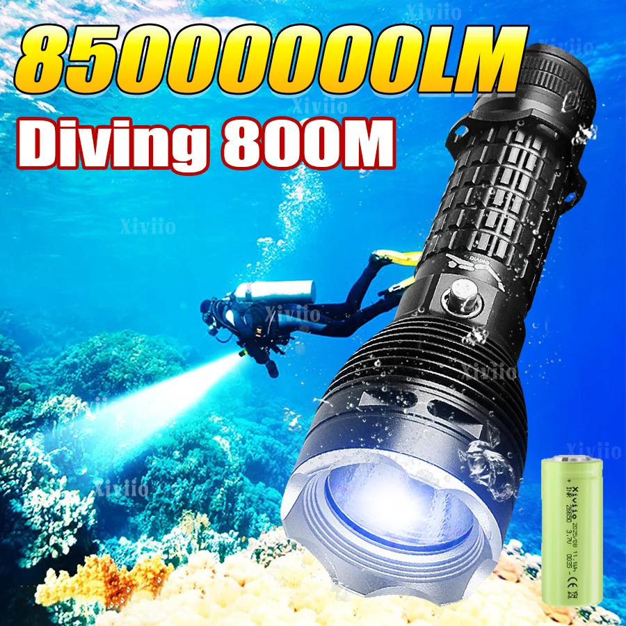 

Новый светодиодный фонарь для дайвинга XHP300 2026 года, подводный, 800 м, профессиональный, мощный, водонепроницаемый IPX8, для подводного плавания
