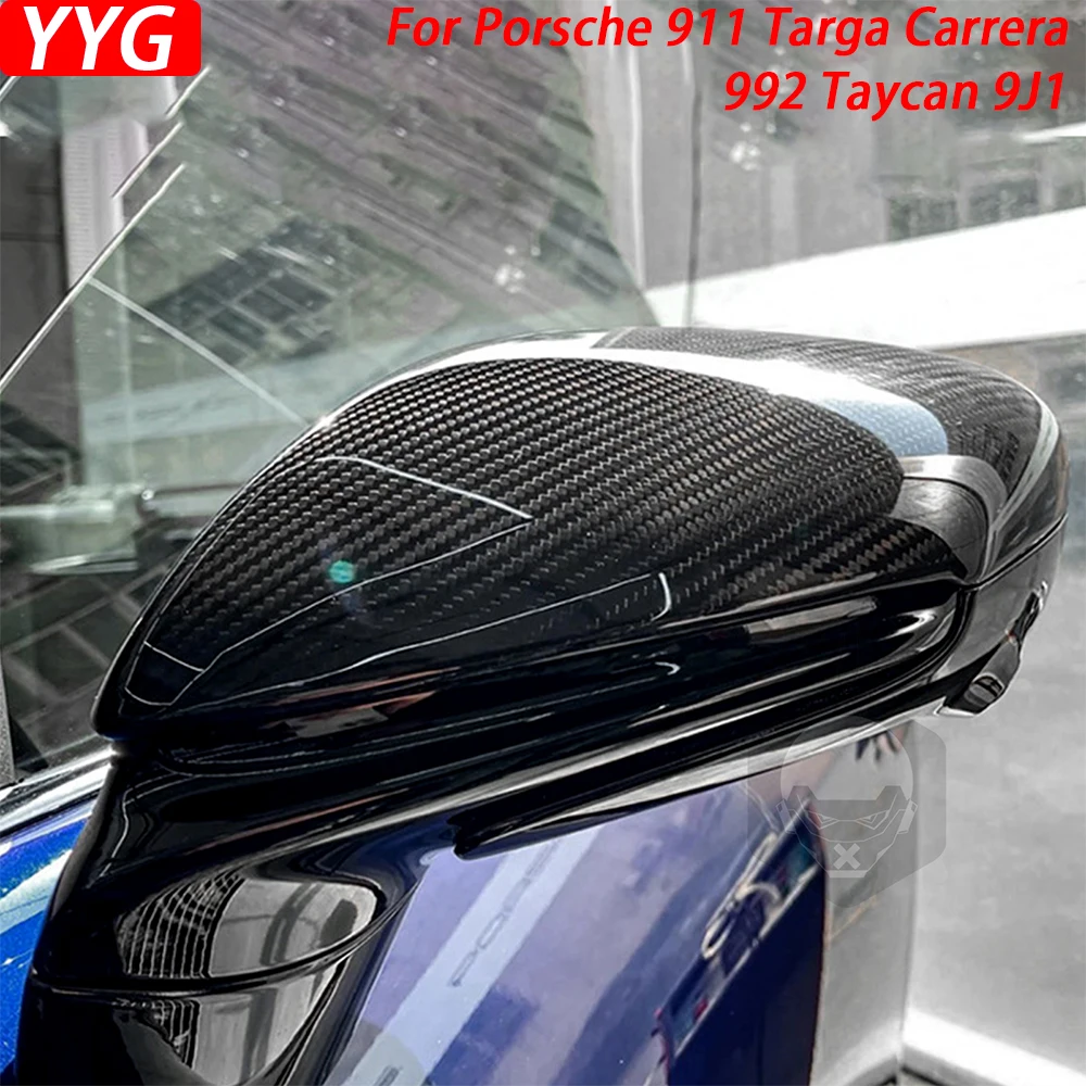 

For Porsche 911 Targa Carrera 992 Taycan 9J1 2019-23 Replacement Carbon Fiber Rearview Mirror Cover Car Retrofitting Accessories