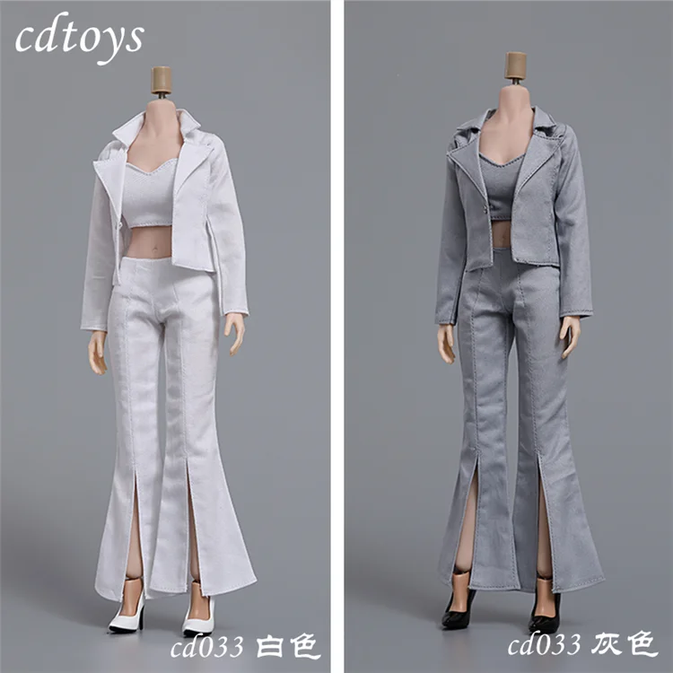 cdtoys cd033 1/6 Scale Female Soldier V-neck Jacket Split Flared Pants High Heels Professional Suit Fit 12 in Action Figure Body