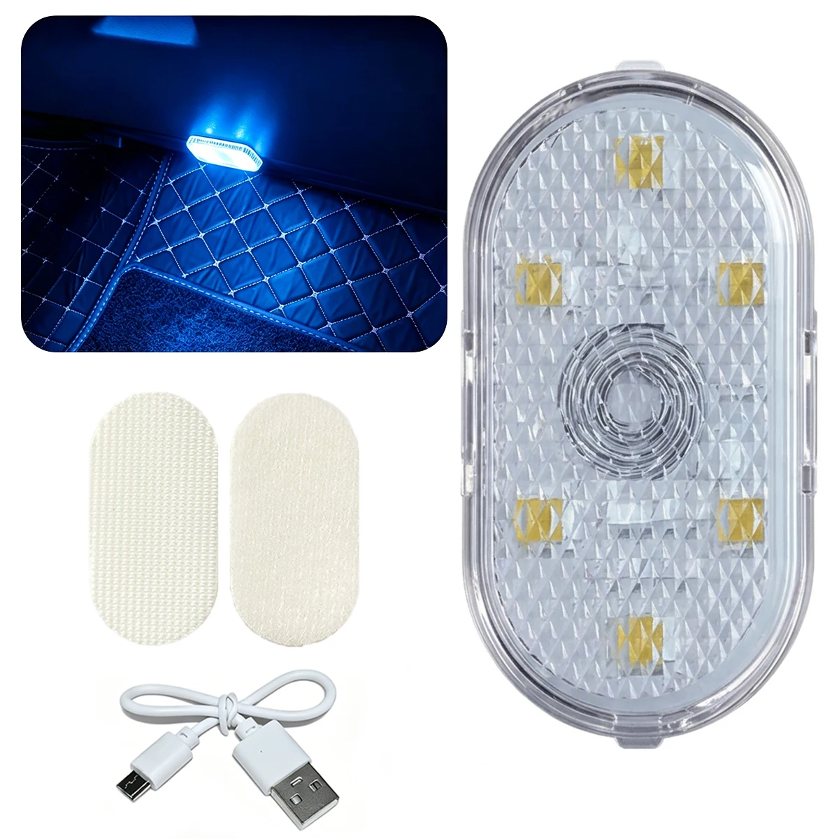 RGB Touch-Control Autoinnenbeleuchtung USB-Aufladbar 6 LED-Perlen Auto-Fußraumbeleuchtung 7-Farben Auto-Deckenleuchte Nachtlicht