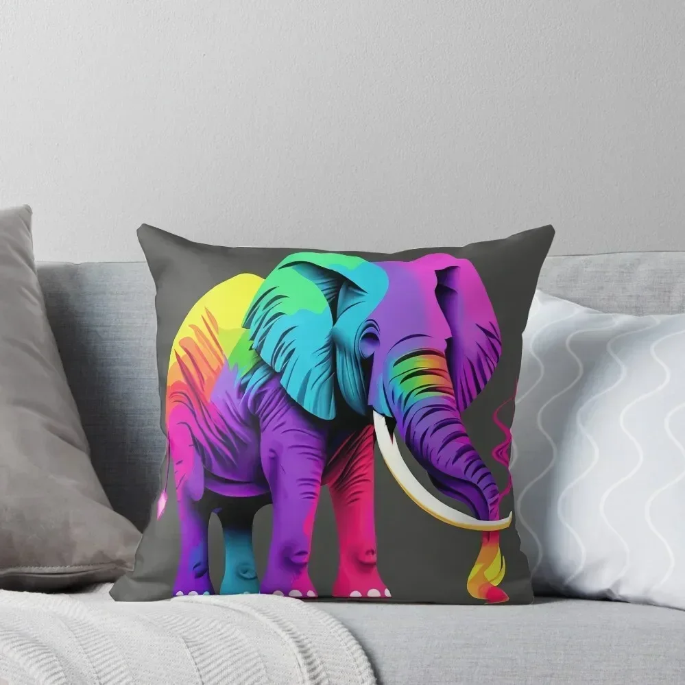 

Rainbow elephant on fire Throw Pillow Decorative Cushions Christmas Pillowcase Luxury Room Decorative Cushions Plaid Sofa pillow