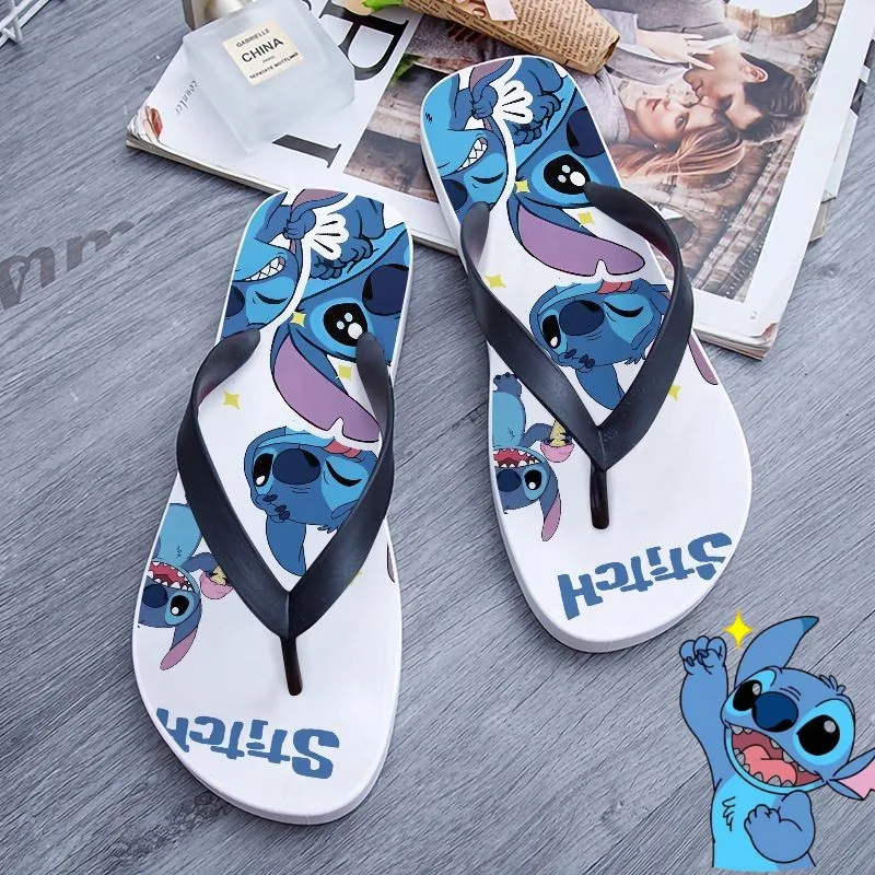 

Disney Cartoon Cute StitchFlip Flops for Men and Women Outdoor Beach Non-slip and Wear-resistant Clip Flip Summer Couple Sandals