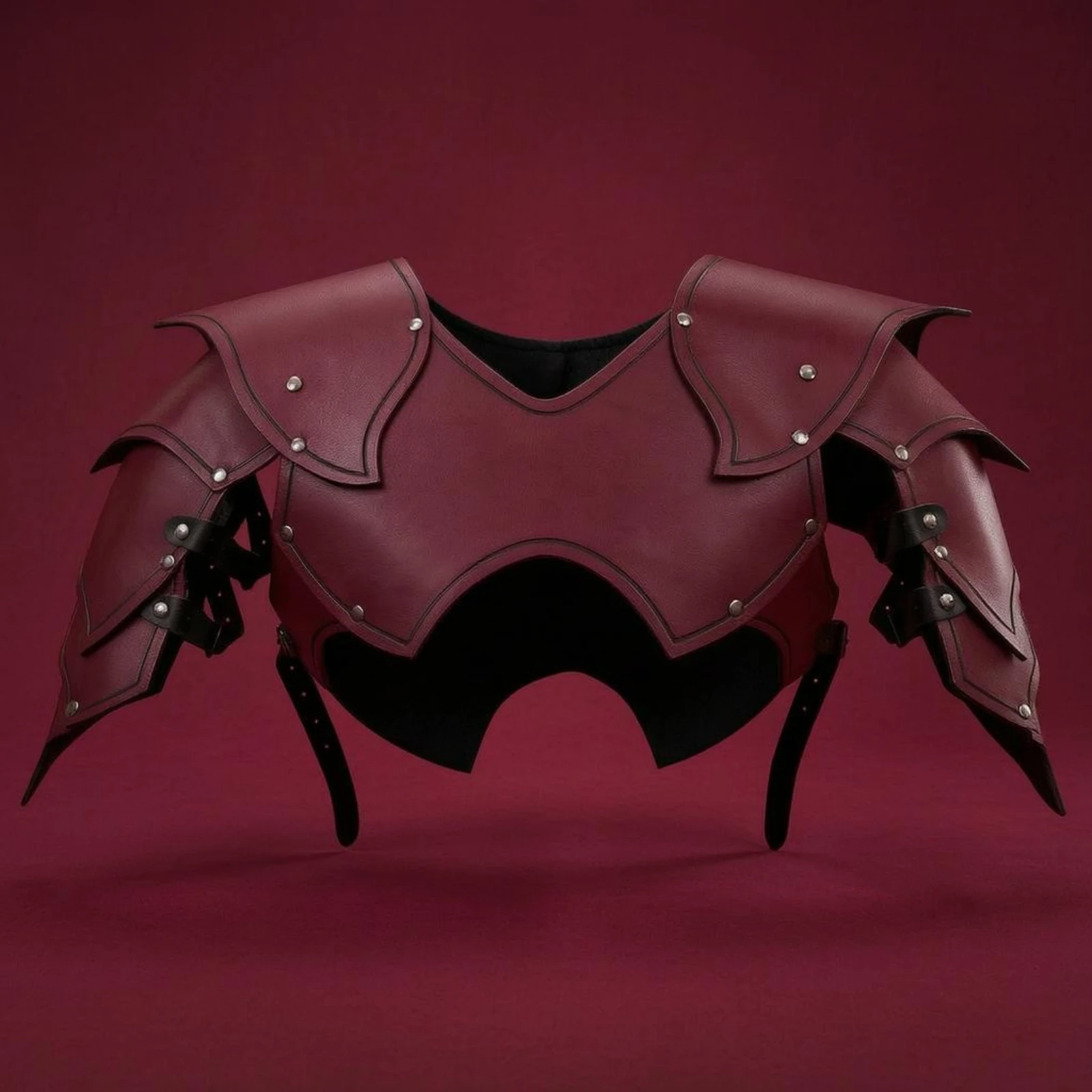 Cosplay Protective Gear Scalloped Edge Layered Chest Plate Shoulder Guards Side Straps Historical Costume Display Piece