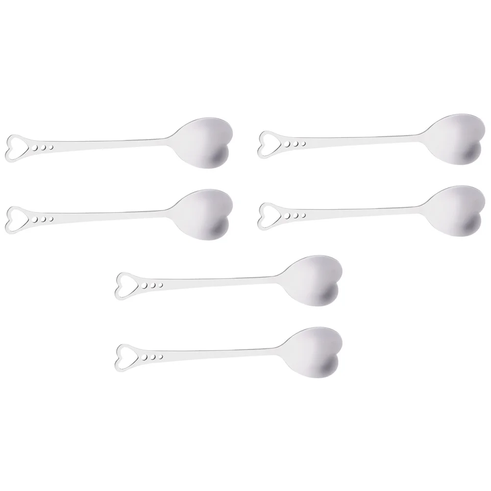 

6Pcs Heart Shaped Stainless Steel Coffee Tea Spoons Long Handle Dessert Spoon Mixing Ice Cream Yogurt Restaurant Heart Spoon