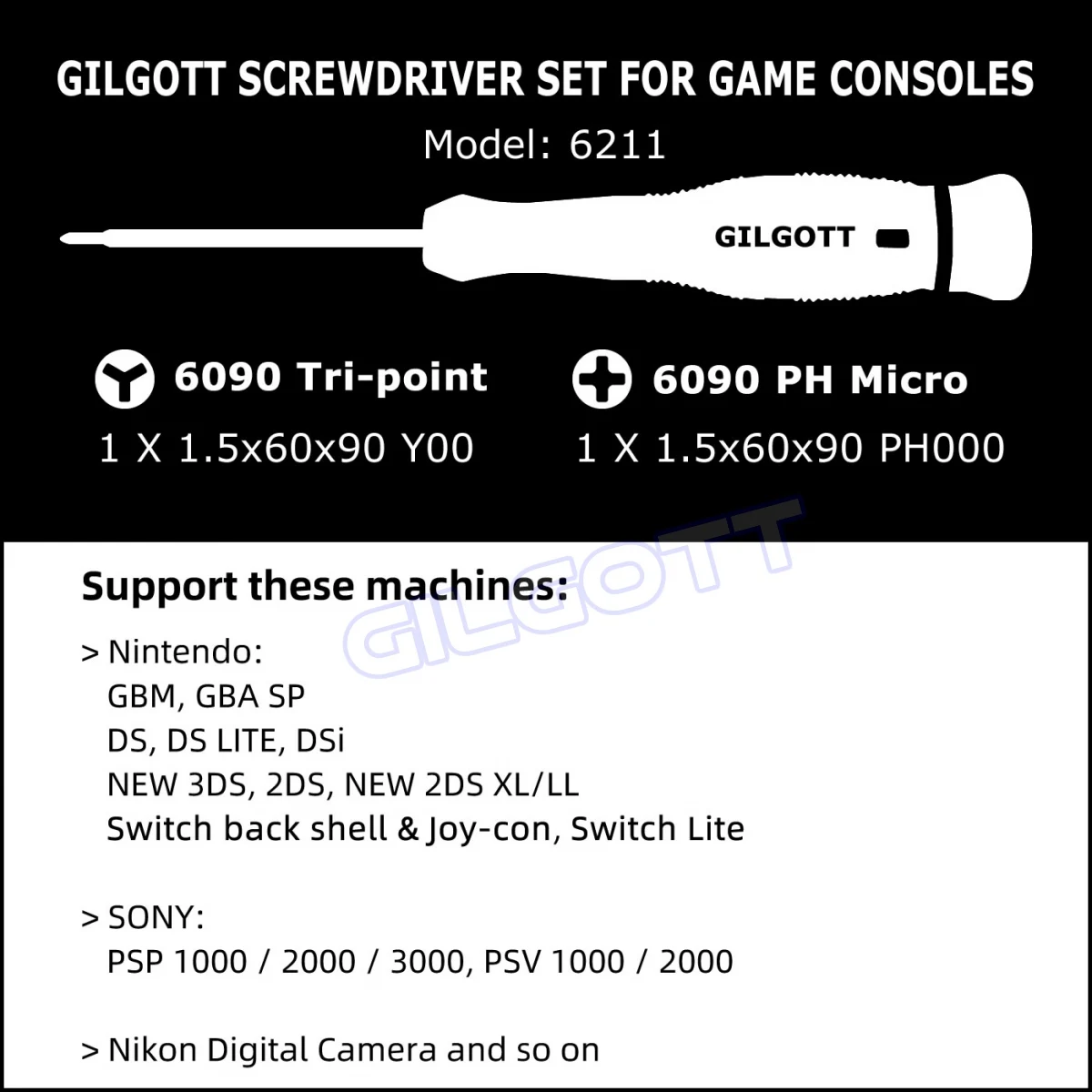 GILGOTT 7 in 1 Phillips Cross Tri Wing Y Screwdriver Tool for Nintendo Switch Lite NS Joycon Controller GBM GBASP DS DSLite