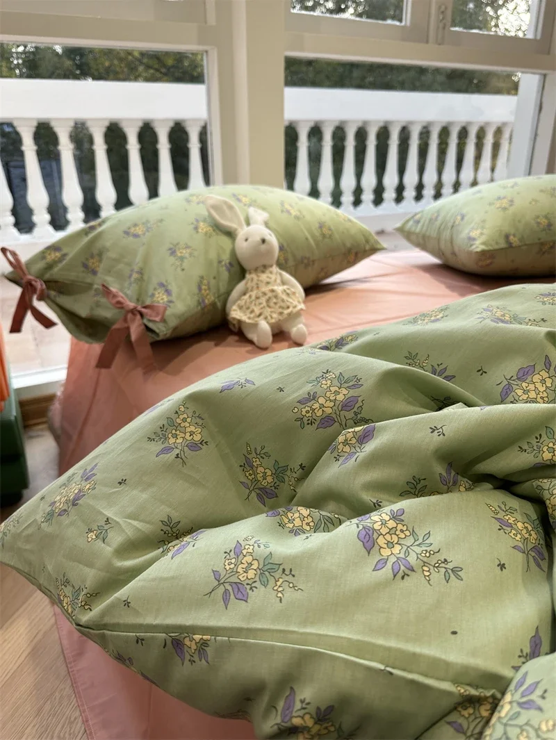 

Spring Green American Pastoral Small Floral Bed Pure Cotton Four-piece Cotton Sheet