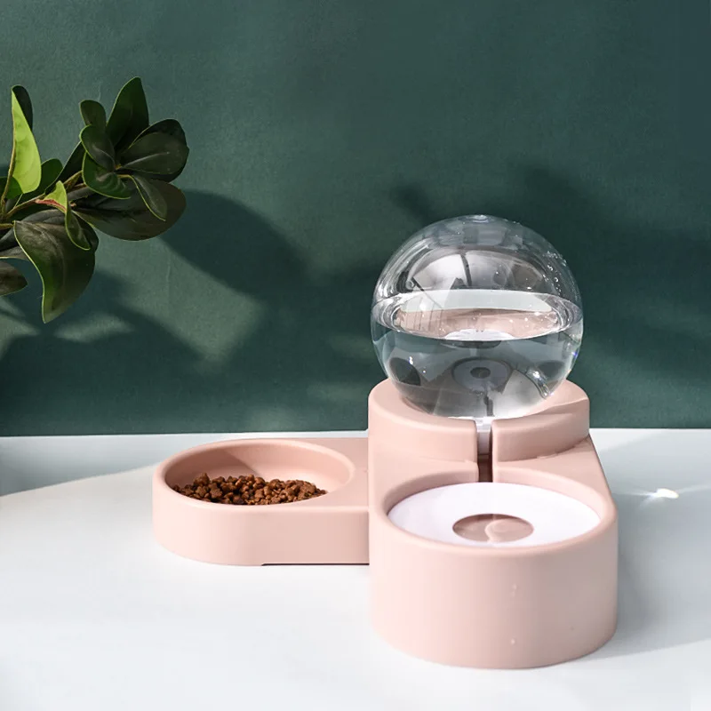 

Automatic Plastic Pet Feeder Elevated Dog Water Fountain Bowl with Portable Bottle-Shaped Water Dispenser Cats Feeding
