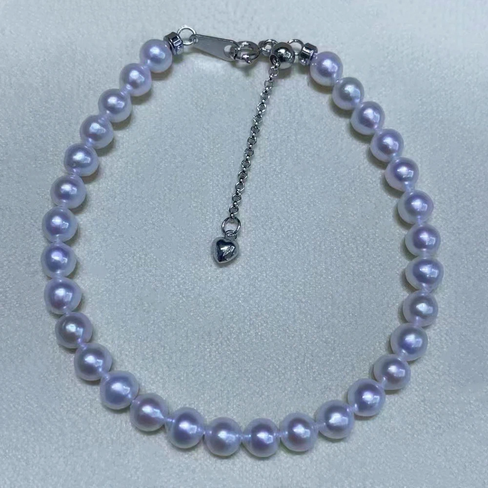 5-6mm Freshwater Akoya Pearl Strand Bracelet Cost-effective Genuine White Pearl Bracelet Jewelry for Women Valentine's Day Gift