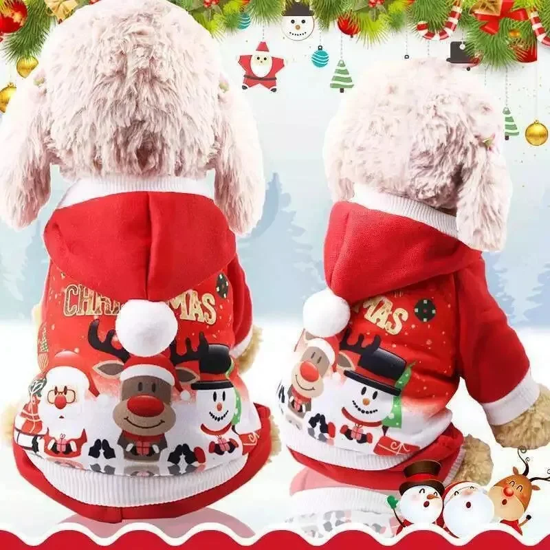 

Dog Clothes Christmas Pet Shih Tzu Puppy Outfit Winter Xmas Santa Reindeer Costume Cat Hoodie Coat Party Dress Up