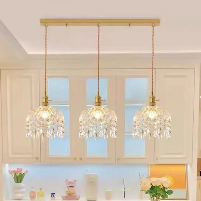 

Retro Luxury Rose Glass Chandelier for Living Room Bedroom Study Restaurant Bar - Daily Lighting New Design
