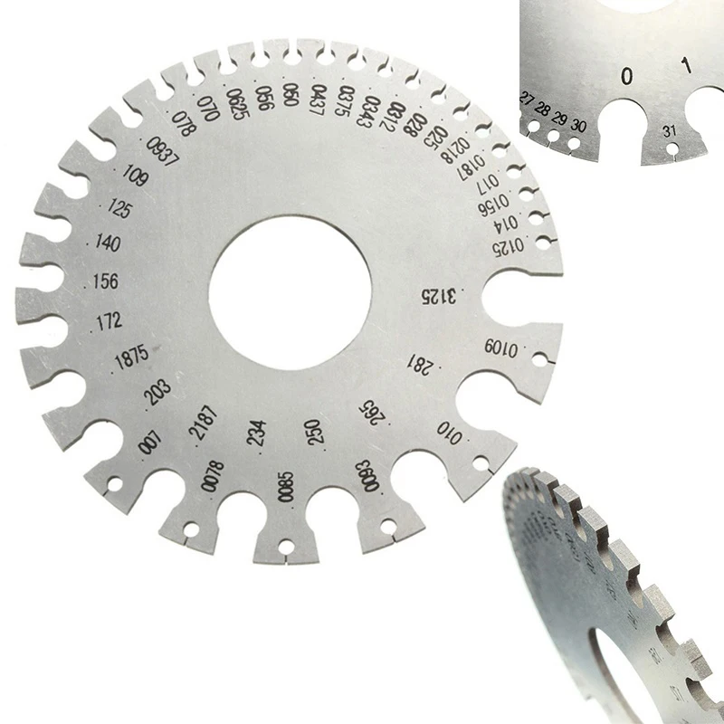 Stainless Steel Round AWG SWG Wire Thickness Ruler Gauge Diameter Tool Measuring Tool Metal Machinist Plate Ruler