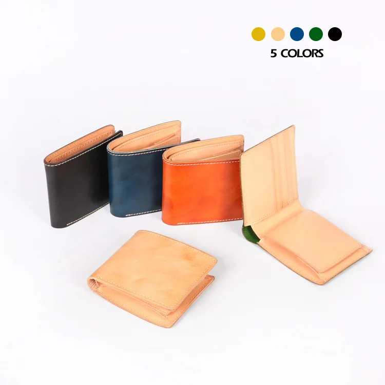 2026 new premium leather wallet, cowhide vegetable tanned leather short wallet