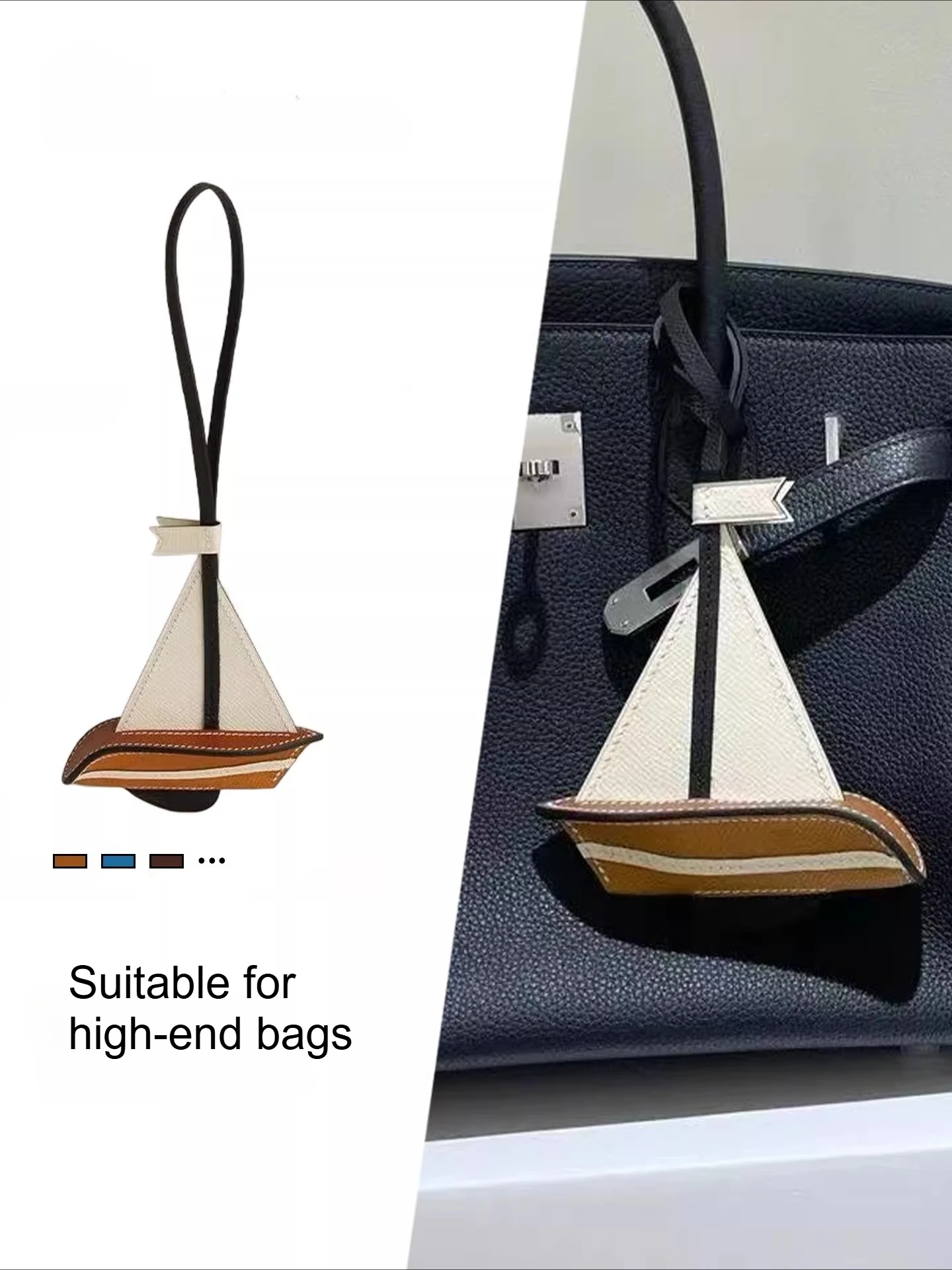 2026-handmade-genuine-cowhide-sailboat-bag-charm-luxury-bag-pendant-nautical-inspired-trendy-fashion-accessory