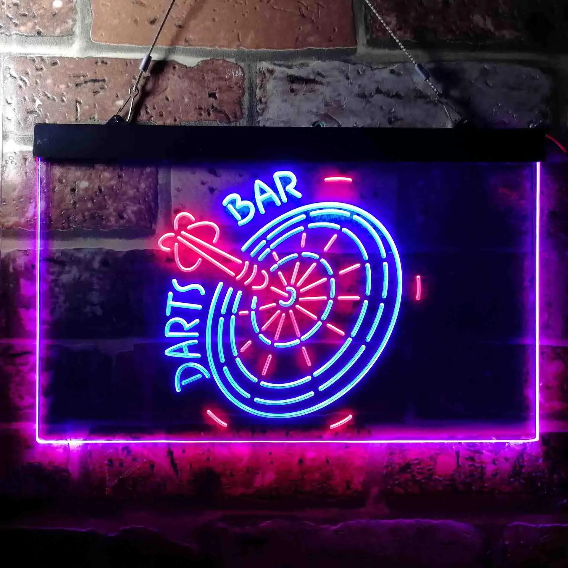 Darts Bar. Dartboard Dual Color Led Neon Sign st6-i3682