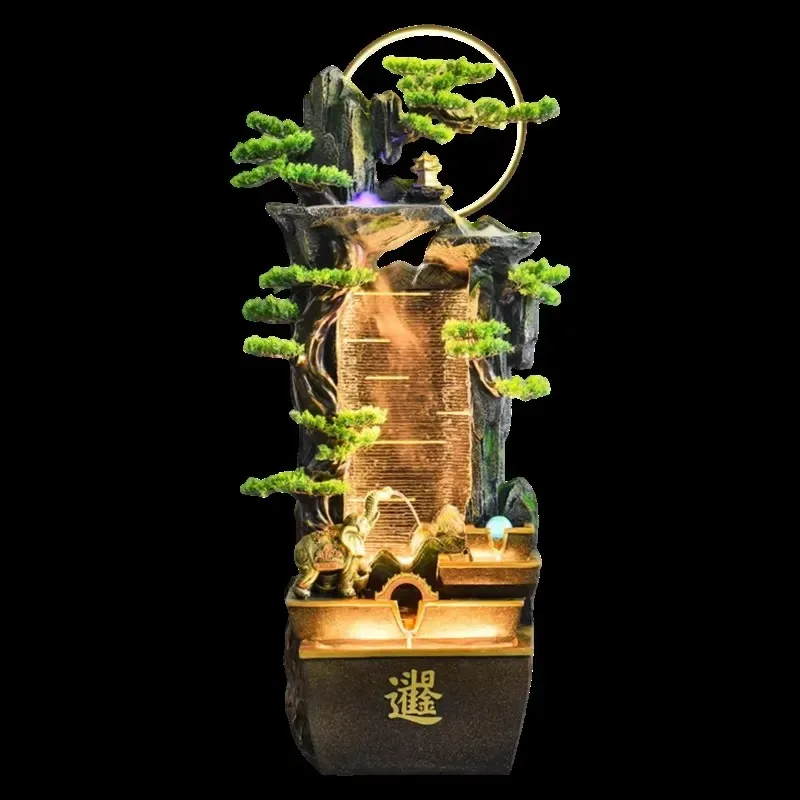 Rockery fountain with LED lights - Zen garden decoration, indoor and outdoor circulation waterfall landscape