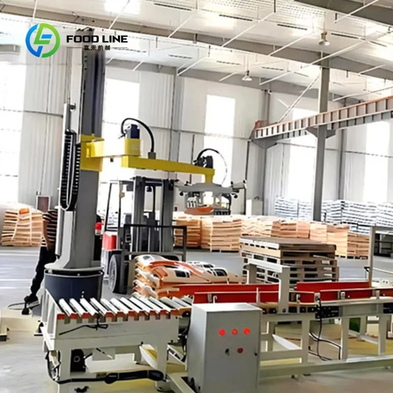 Customized Dustproof Single-column Palletizer for Powder Bags Automatic Stacking System Adjustable Height Industrial Grade