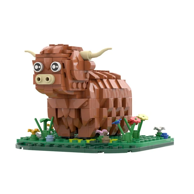 MOC Highland Cattle Bausteine Kit Realistische Tier Schottische Kuh Kyloe Spielzeug Bauernhof Ziegel Rinder Erwachsene Mädchen – Detail 6