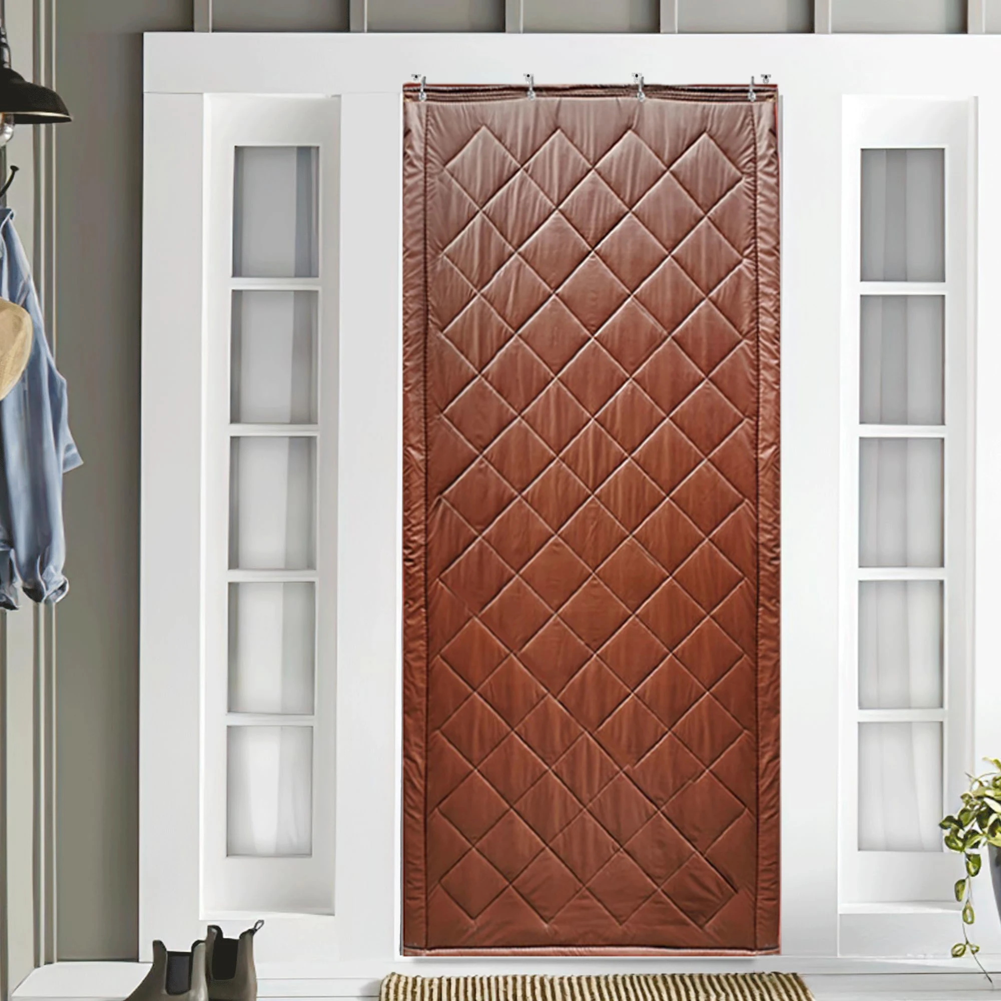 Leather Cotton Door Curtain, Windproof, Waterproof, Punch-free, Thicken, Heat Preservation, Sound Insulation, Winter