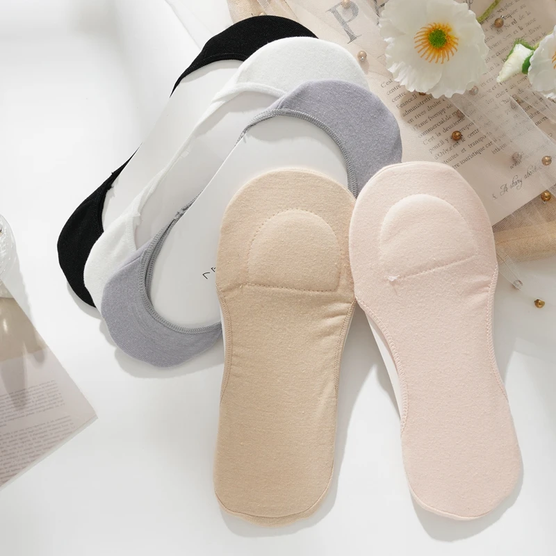 

Women's Forefoot Pad Cotton Boat Socks Shockproof Silicone Invisible Socks Solid Comfort Sock Non-slip Anti-wear Feet Sock